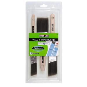 Shur Line 3 Piece Flat and Angle Sash Synthetic Paint Brush Set (3 Pack) 1840231