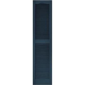 Builders Edge 15 in. x 64 in. Louvered Shutters Pair in #036 Classic Blue 010140064036