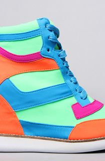 Jeffrey Campbell The Napoles Sneaker in Orange Green and Blue