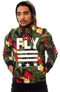 Born Fly Sweatshirt Floral Print Pullover Hoody in Black