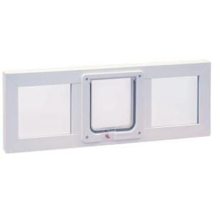 Ideal Pet Products 6.25 in. x 6.25 in. Small Cat Flap Plastic Pet Door with Vinyl Frame for Installation Into 36 in. Wide Sash Window 36VSWCF