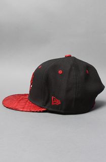 Menaud Sportswear The Chicago Bulls Snakeskin Snapback Hat in Black Red