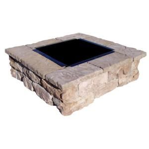 Fossill Stone Brown Square Fire Pit Kit FBSFP