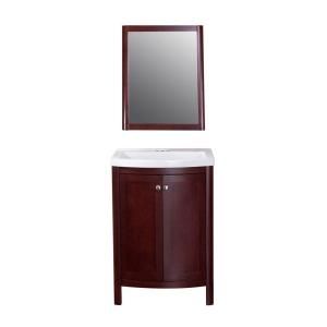 Glacier Bay Madeline 24 in. Vanity in Dark Cherry with Vanity top in White and Mirror MD24P3COM DC
