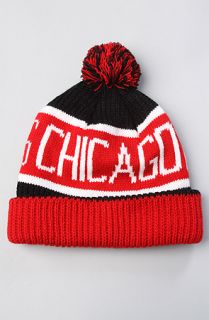47 Brand Hats The Chicago Blackhawks Calgary Pom Beanie in Red Black