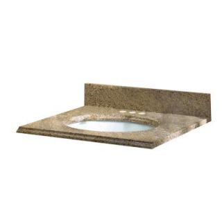Pegasus 25 In. x 22 In. Granite Vanity Top with White Bowl and 4 In. Faucet Spread in Beige 13682