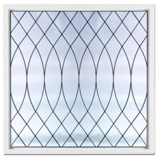Hy Lite 25 in. x 25 in. Satin Nickel Caming Euro PE Pattern Decorative Glass White Vinyl Fin Picture Window DISCONTINUED DF2626ERPEWHV1500NIK