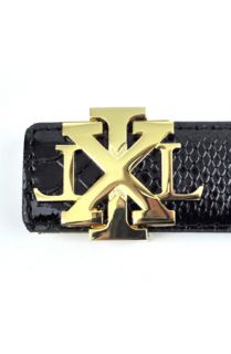 ILLxILL Black Python Belt with Gold Logo