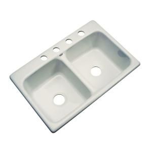 Thermocast Newport Drop in Acrylic 33x22x9 in. 4 Hole Double Bowl Kitchen Sink in Tender Gray 40481