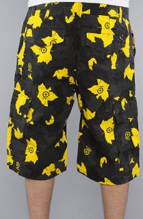 LRG The Cor Collection Classic Cargo Shorts in Black Yellow Camo