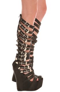 Jeffrey Campbell Shoe Lilith Washed Leather in Silver and Black
