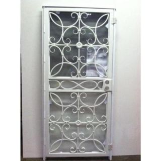 Grisham 467 Series 36 in. x 80 in. White Prehung Universal Hinging Outswing Wrought Iron Security Door with Double Bore Lock Box 46742