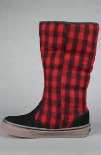 Vans Footwear The Phoebe CL Rain Boot in Black and Red Plaid