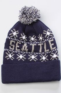 47 Brand Hats The Seattle Seahawks Tip Off Pom Beanie in Light Navy