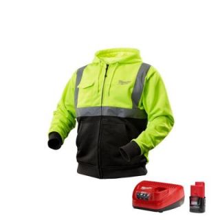 Milwaukee Large M12 Lithium Ion Cordless High Visibility Heated Hoodie Kit 2377 L