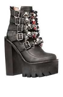 Jeffrey Campbell Boot X File in Black Leather and Multi Bead