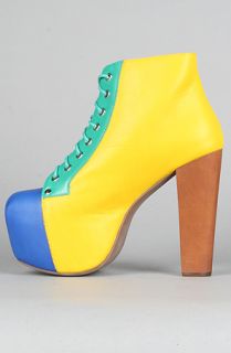 Jeffrey Campbell The Lita Shoe in Yellow and Blue Color Block