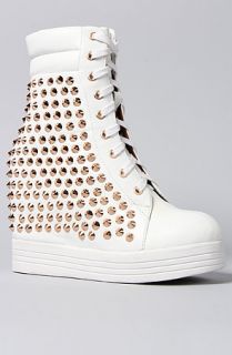 Jeffrey Campbell Sneaker Studded in White and Gold