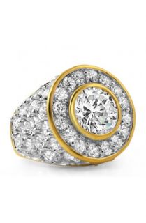 ROIAL 105 Carat Gold Finish Big Rocks Custom Mens Ring