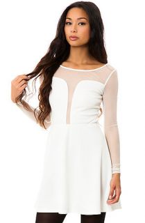 MKL Collective Dress Ponte Skater With Mesh Illusion in White