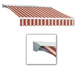 AWNTECH 14 ft. LX Destin with Hood Left Motor/Remote Retractable Acrylic Awning (120 in. Projection) in Burgundy/White Multi DTL14 443 BWM