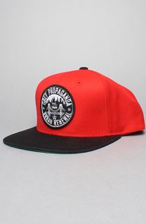 Obey The Urban Renewal Snapback Cap in Red Black