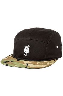 RAW Hat Loyalty Over Royalty Camper Cap in Woodland Camo and Black