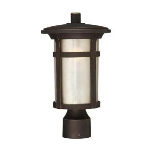 Hampton Bay Round Craftsman Post Mount 1 Light Outdoor Dark Rubbed Bronze Lantern 23036