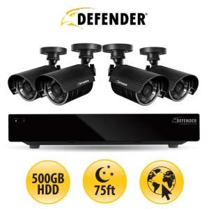 Defender 8 Channel 500GB HDD Surveillance System with (4) 480 TVL Cameras and 75 ft. of Night Vision 21022