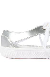 Jeffrey Campbell The Lylas Sneaker in Silver and White Concrete Culture