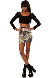 Style Hunter The Party On Forever Sequin Mini Skirt in Gold