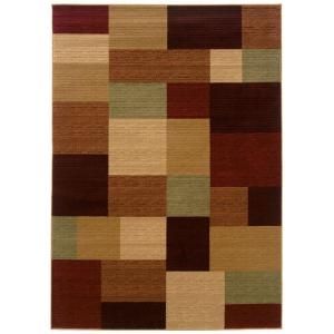 LR Resources Contemporary Cream and Cherry Rectangle 9 ft. 2 in. x 12 ft. 5 in. Plush Indoor Area Rug LR80956 CRCE913