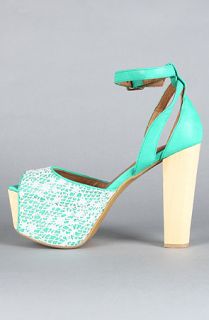 Jeffrey Campbell The Perfect Wooden Shoe in Ivory and Green