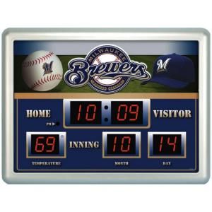 Milwaukee Brewers 14 in. x 19 in. Scoreboard Clock with Temperature DISCONTINUED 0127716