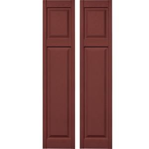 Builders Edge 15 in. x 67 in. Cottage Style Raised Panel Shutters Pair #027 Burgundy Red 030140167027