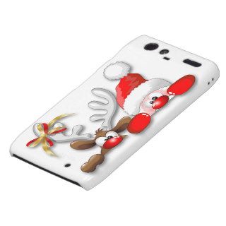 Funny Santa and Reindeer Cartoon Droid RAZR Cases