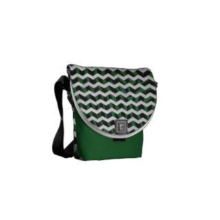 Zebra Black and Green Print Courier Bag