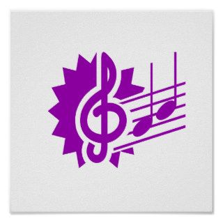 treble clef eighth notes staff graphic purple.png posters