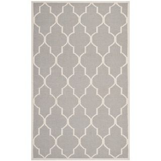 Safavieh Hand woven Moroccan Dhurries Dark Grey/ Ivory Wool Rug (10 X 14)