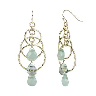 MIXIT Mixit Mint and Gold Tone Circular Linear Earrings, Blue