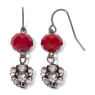 Hematite & Red Fireball Dual Drop Earrings