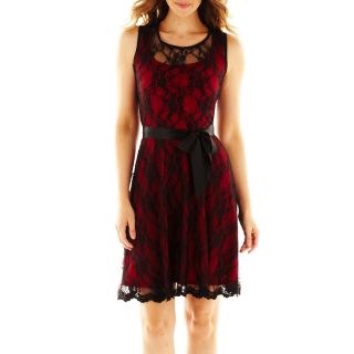 Jump Apparel Onyx DOrsay Lace Dress, Red/Black