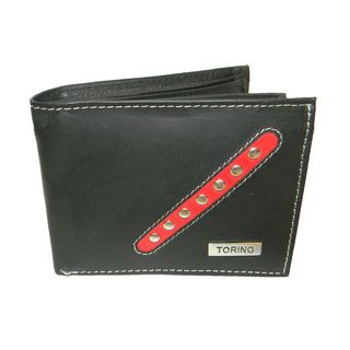 Torino Cowhide Leather Red Emblem Bi fold Wallet