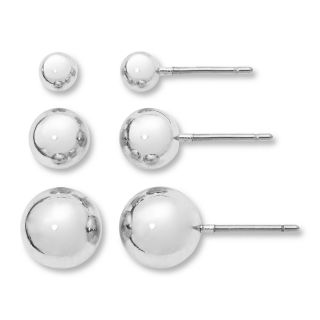 Sensitive Ears Silver Tone 3 pr. Orb Stud Earring Set