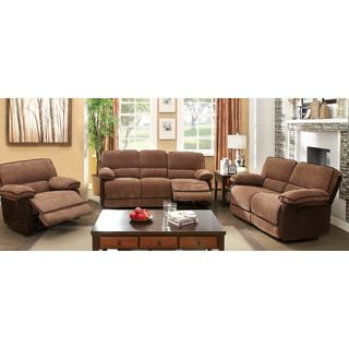Furniture Of America Dark Brown 3 piece Chenille Fabric Loveseat/ Recliner/ Sofa Set