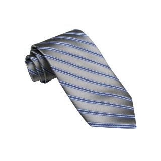 Stafford Serenity Stripe Silk Tie, Blue/Silver, Mens
