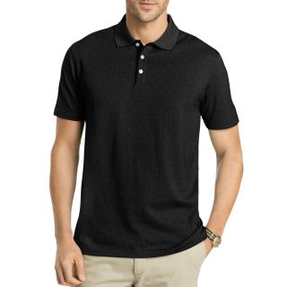 Van Heusen Jacquard Polo Shirt, Black, Mens