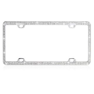 Basacc White Crystals Chrome Coating Metal Frame/ Double Row Crystals