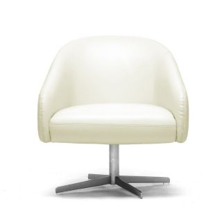 Baxton Studio Balmorale Ivory Leather Modern Swivel Chair