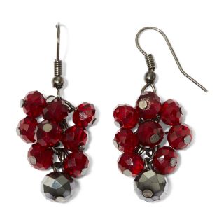 Red Metallic Cluster Dangle Earrings
